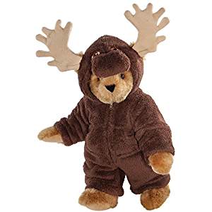 Vermont Teddy Bear - Moose Bear, 15 inches, Brown and dressed like a Moose - Made in the USA