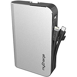 myCharge HubMax Portable Charger 10,050 mAh with Built-In Apple Lightning and Micro-USB Cables and Built-In Wall Prongs